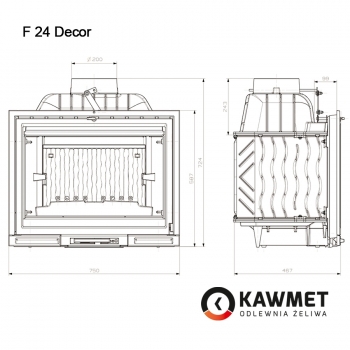 Камінна топка KAWMET Premium F24 Dekor (14kW)