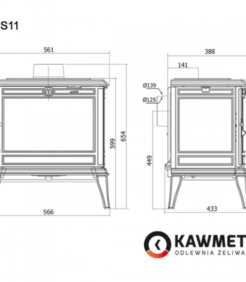 Чавунна піч KAWMET Premium S11 (8,5 kW)