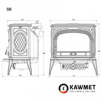 Чавунна піч KAWMET Premium S6 (13,9 kW)