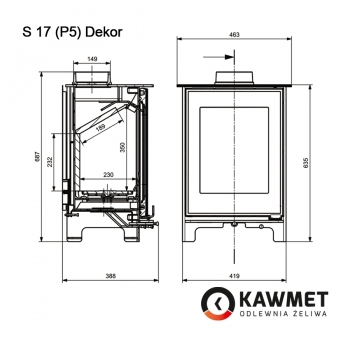 Чавунна піч KAWMET Premium S17 (P5) Dekor (4,9 kW)