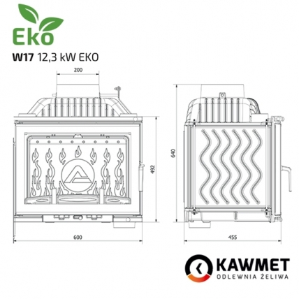 Камінна топка KAWMET W17 Dekor (12.3 kW) EKO