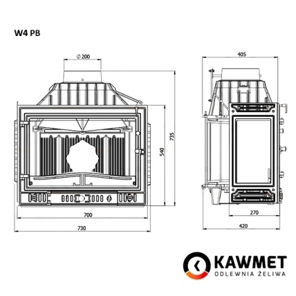 Камінна топка KAWMET W4 ліве бокове скло (14.5 kW)